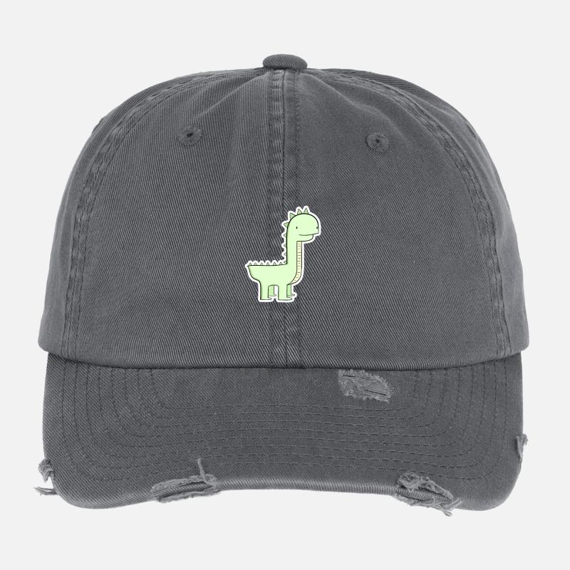 Dessin animé de dinosaures vert pastel Casquette vintage effet usé Flexfit