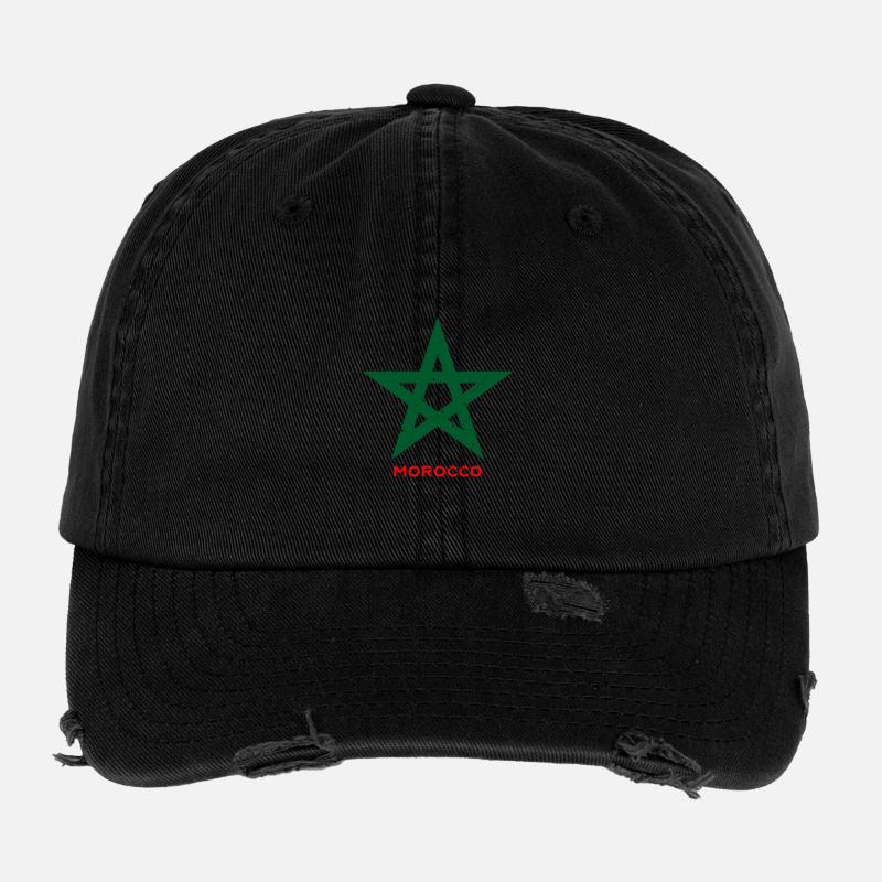 Green five-star Morocco style Flexfit Vintage Destroyed Cap