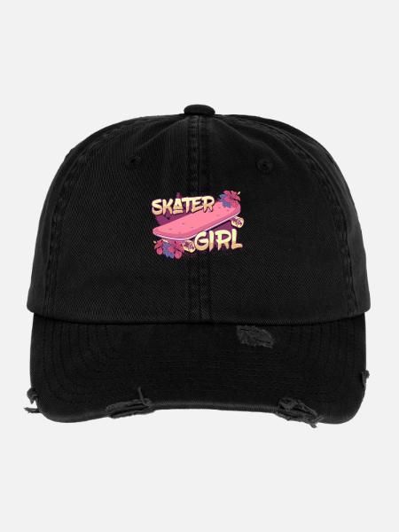 Skater Girl Skateboard - Flexfit Vintage Destroyed Cap - black - Front