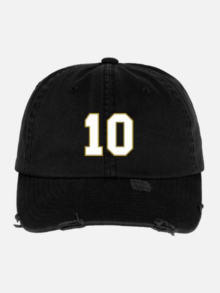 Maillot 10 numéros - Casquette vintage effet usé Flexfit - noir - Devant