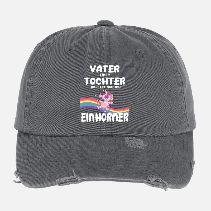 Vater Tochter Einhorn Geburt Geschenk Schwanger 2 Flexfit Vintage Destroyed Cap
