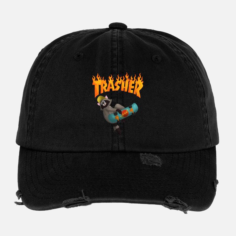 Waschbär Skateboard Flexfit Vintage Destroyed Cap