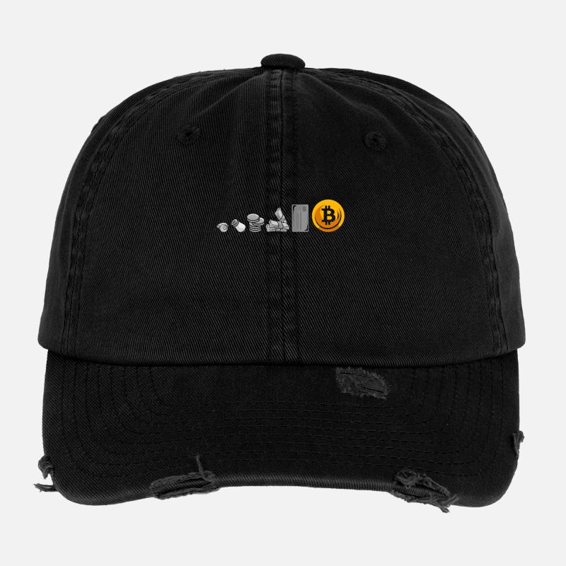 Evolution Of Money Geld Bitcoin Plan B Crypto Casquette vintage effet usé Flexfit