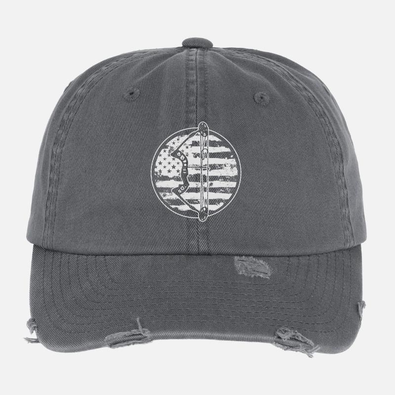 Tir à l’arc Archer Drapeau américain Casquette vintage effet usé Flexfit