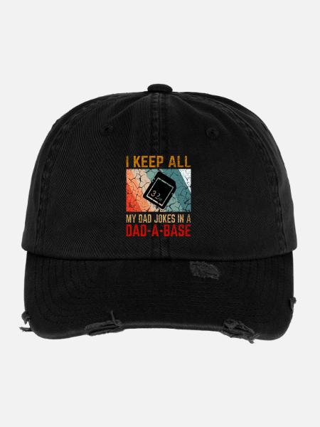 I Keep All My Dad Jokes In a Dad-A-Base - Casquette vintage effet usé Flexfit - noir - Devant