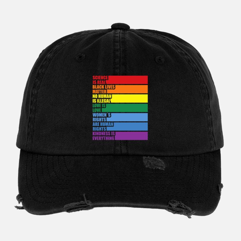 Science Is Real Black Lives Matter LGBTQ CSD Pride Flexfit Vintage Destroyed Cap
