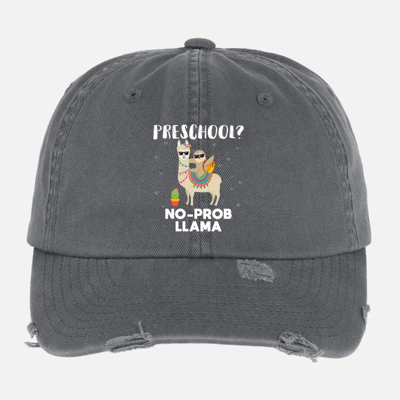 preschool no prob llama Flexfit Vintage Destroyed Cap