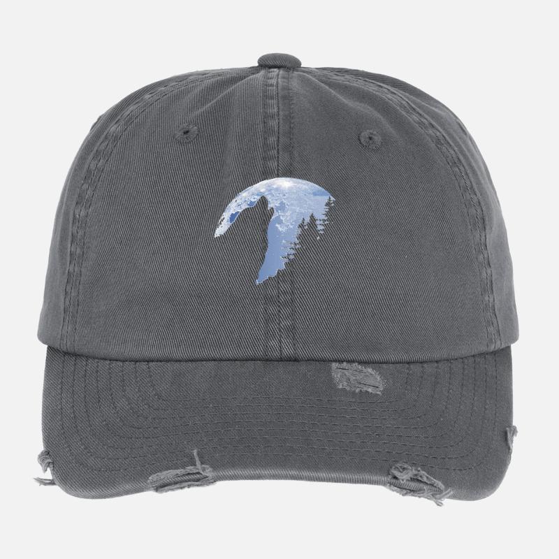 Wolf hurle sur la lune - La silhouette de Wolf Casquette vintage effet usé Flexfit