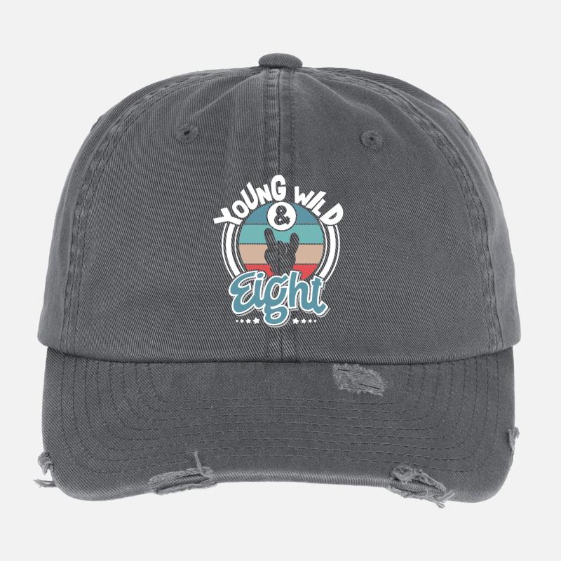 8. Geburtstag Young Wild And Eight Flexfit Vintage Destroyed Cap