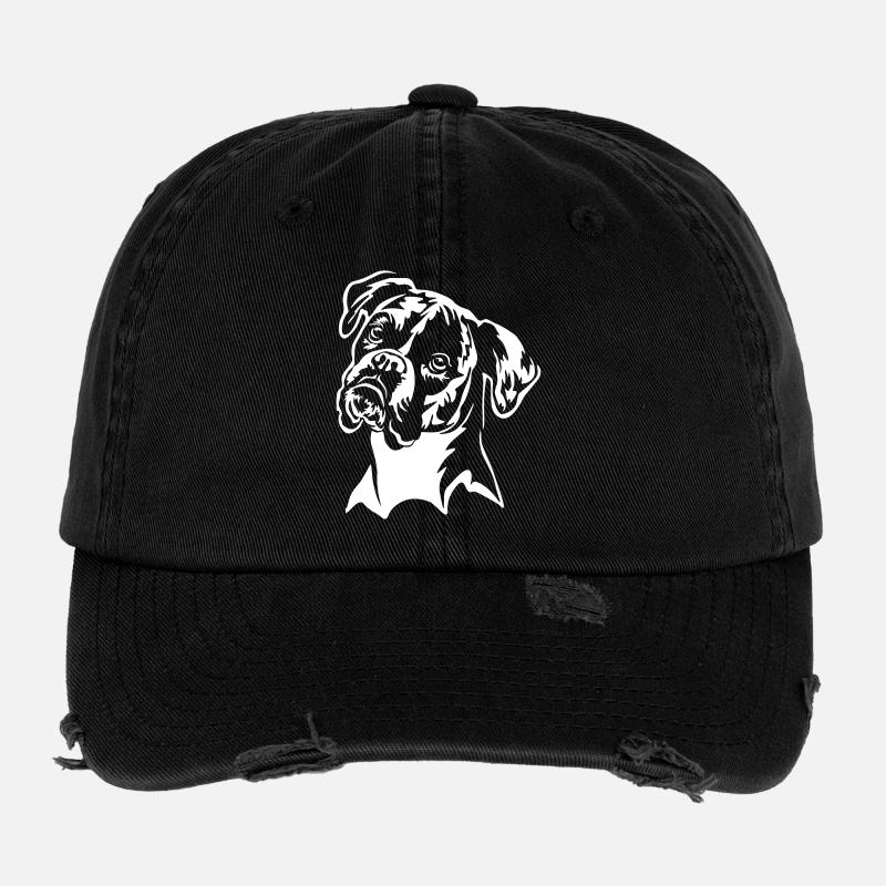 Boxer Head "Black Edition" - Flexfit Vintage Destroyed Cap - black