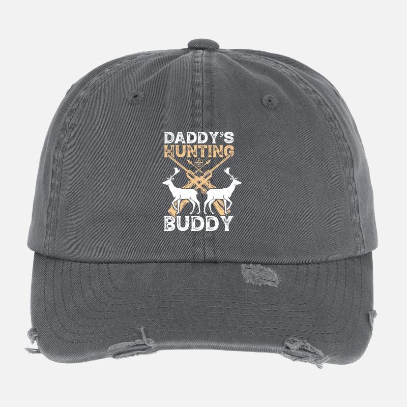 Funny Hunting Quote Daddys Hunting Buddy Flexfit Vintage Destroyed Cap