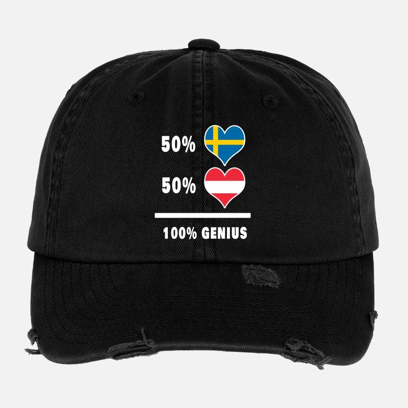 Sweden and Austria genius / gift - Flexfit Vintage Destroyed Cap - black
