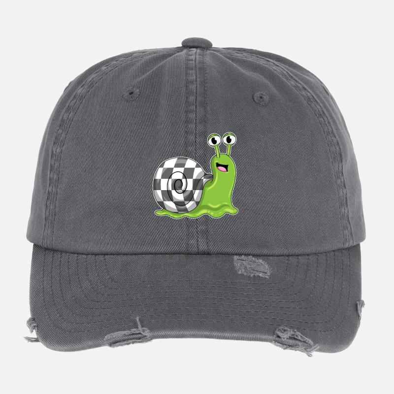 Snail Chessboard Chess Board Game Flexfit Vintage Destroyed Cap