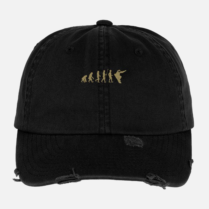 Snowboarder Evolution Geschenkidee Flexfit Vintage Destroyed Cap