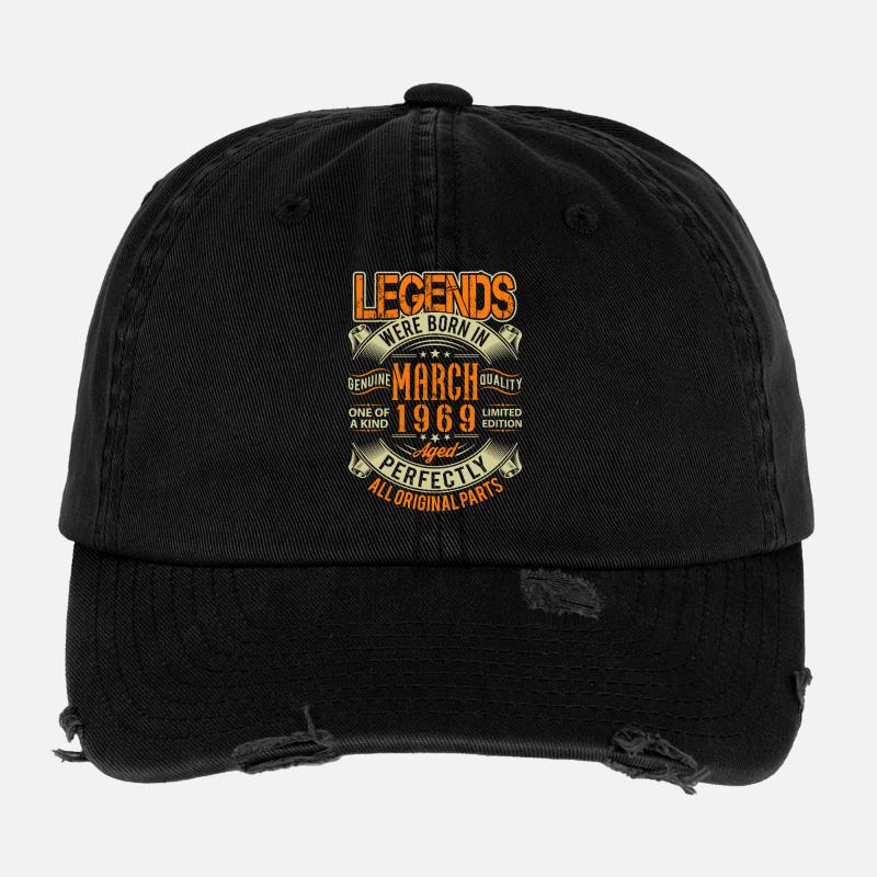 1969 März Geburtstag Legende Flexfit Vintage Destroyed Cap