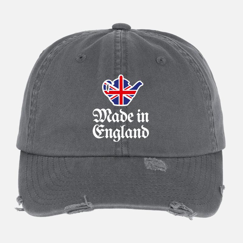Union Jack Flag Teapot VK Fabriqué en Angleterre Casquette vintage effet usé Flexfit