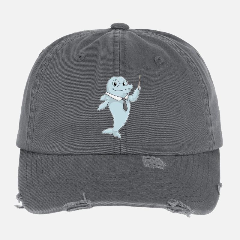 Delfin Lehrer Zeigestab Schule Flexfit Vintage Destroyed Cap