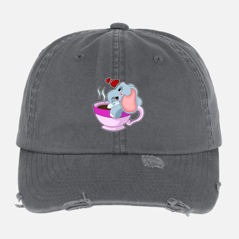 Elefant Kaffee Tasse Flexfit Vintage Destroyed Cap