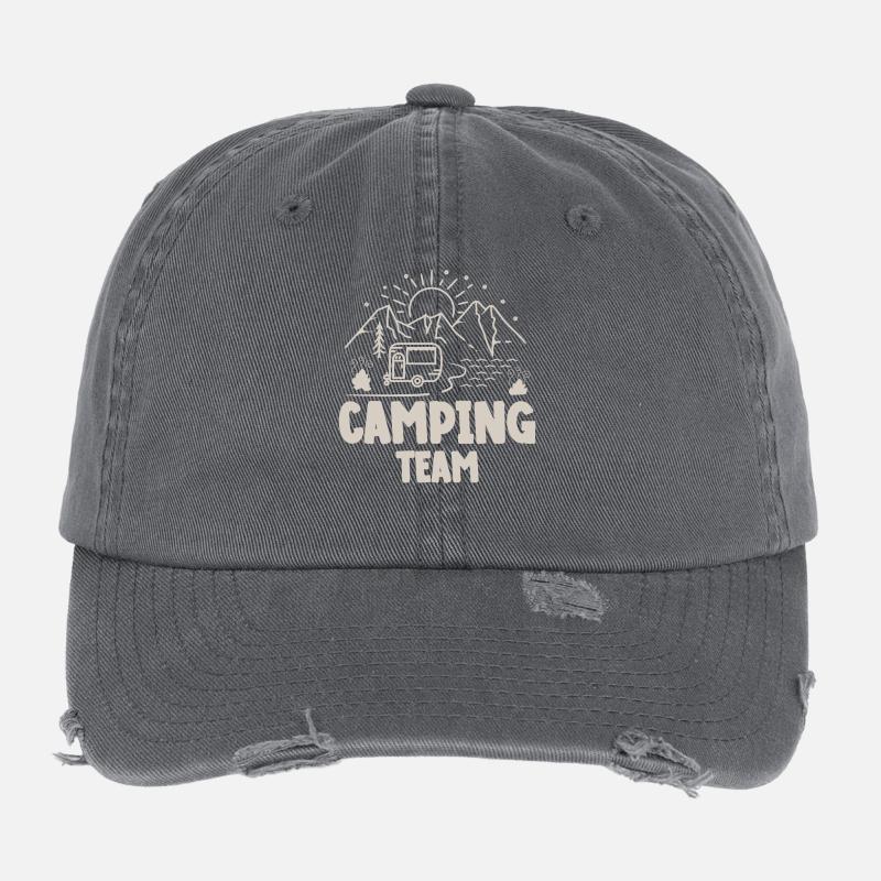 Camping Team Camper Campen Flexfit Vintage Destroyed Cap