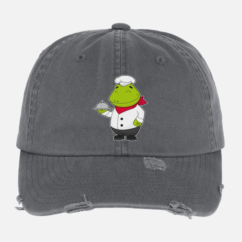 Frog Cook Serving Bell Cooking Flexfit Vintage Destroyed Cap
