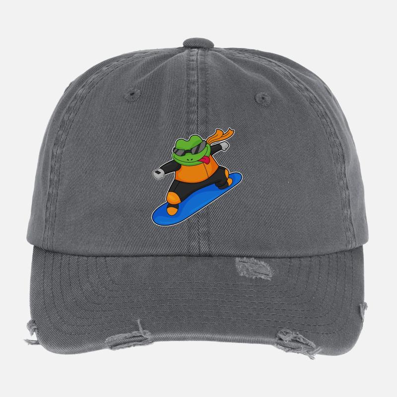 Frog Snowboarder Snowboard Casquette vintage effet usé Flexfit