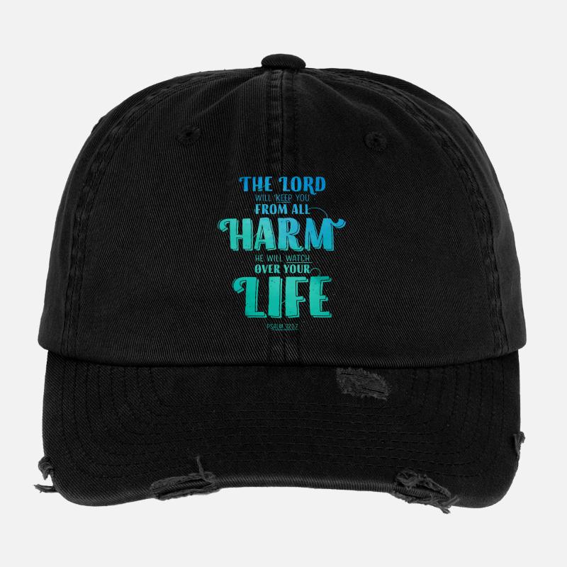 The Lord will keep you from all harm Flexfit Vintage Destroyed Cap