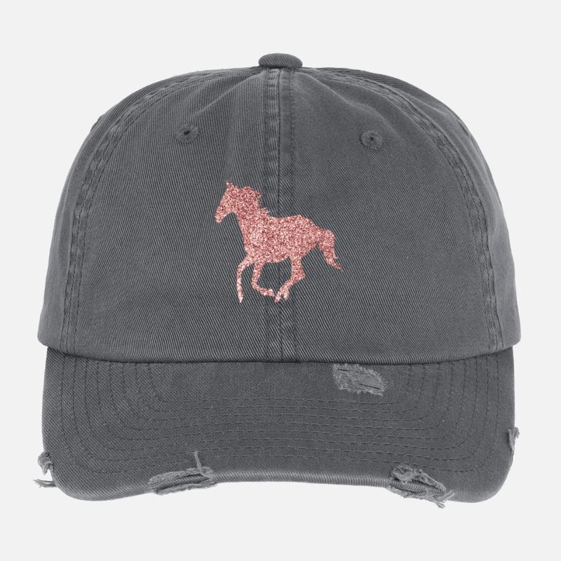 Glitzer Pferd - Islandpferd - Reiterin Geschenk Flexfit Vintage Destroyed Cap