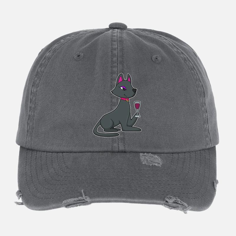 Cat Red Wine Flexfit Vintage Destroyed Cap