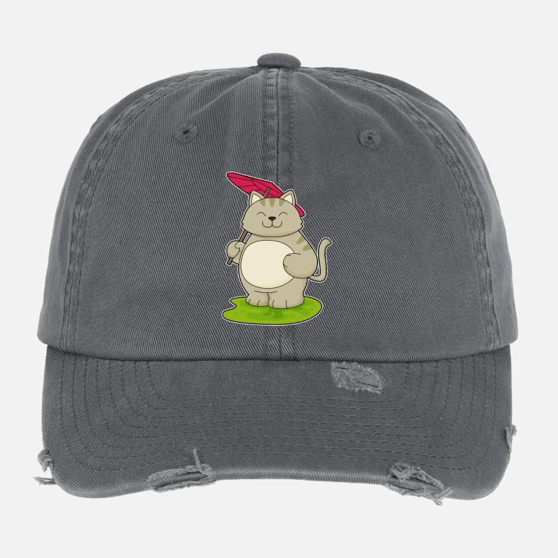 Katze Regenschirm Flexfit Vintage Destroyed Cap