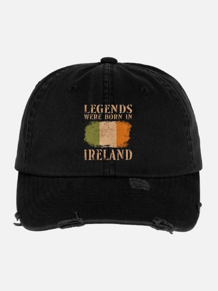 Vintage Design irische Flagge Irland - Flexfit Vintage Destroyed Cap - Schwarz - Vorne