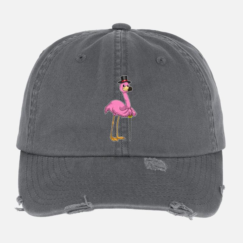 Flamingo Pensioner Walking Stick Flexfit Vintage Destroyed Cap