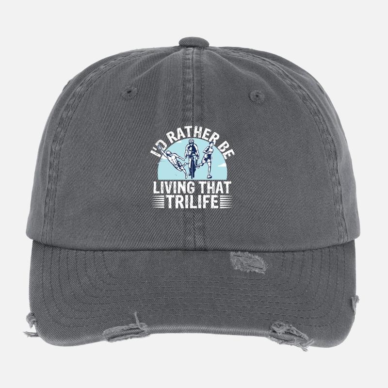 I'd Rather Be Living That Trilife Flexfit Vintage Destroyed Cap