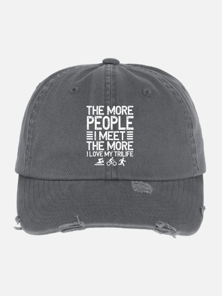 The More People I Meet Trilife - Flexfit Vintage Destroyed Cap - dark grey - Front