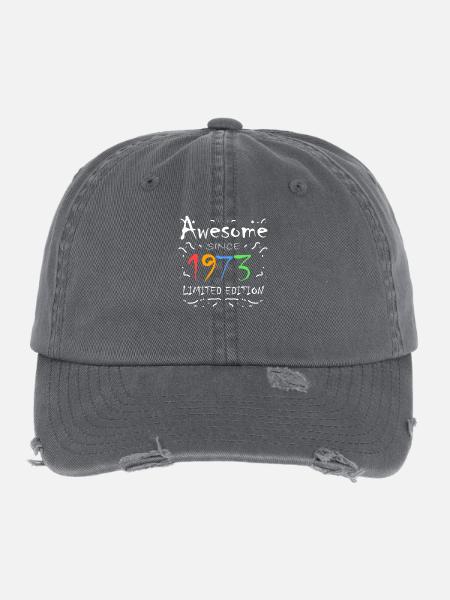 1973 - Born 1973 - Flexfit Vintage Destroyed Cap - dark grey - Front