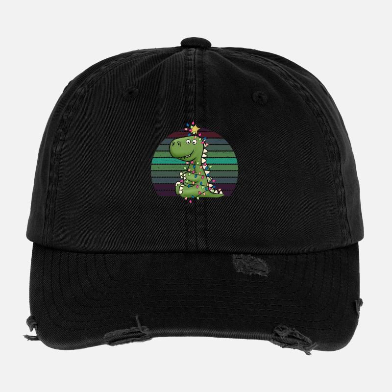 Süßer Dino Lichterkette Tree Rex Schlafanzug Flexfit Vintage Destroyed Cap