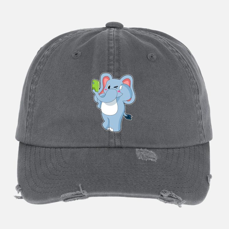 Elephant mobile phone Flexfit Vintage Destroyed Cap