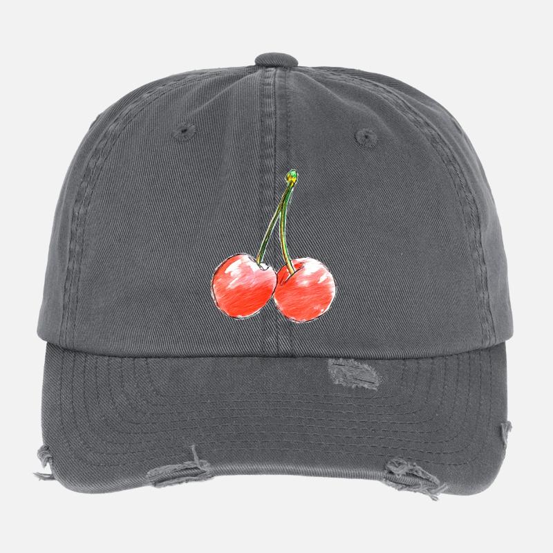 Zwei süße Kirschen Skizze  Flexfit Vintage Destroyed Cap