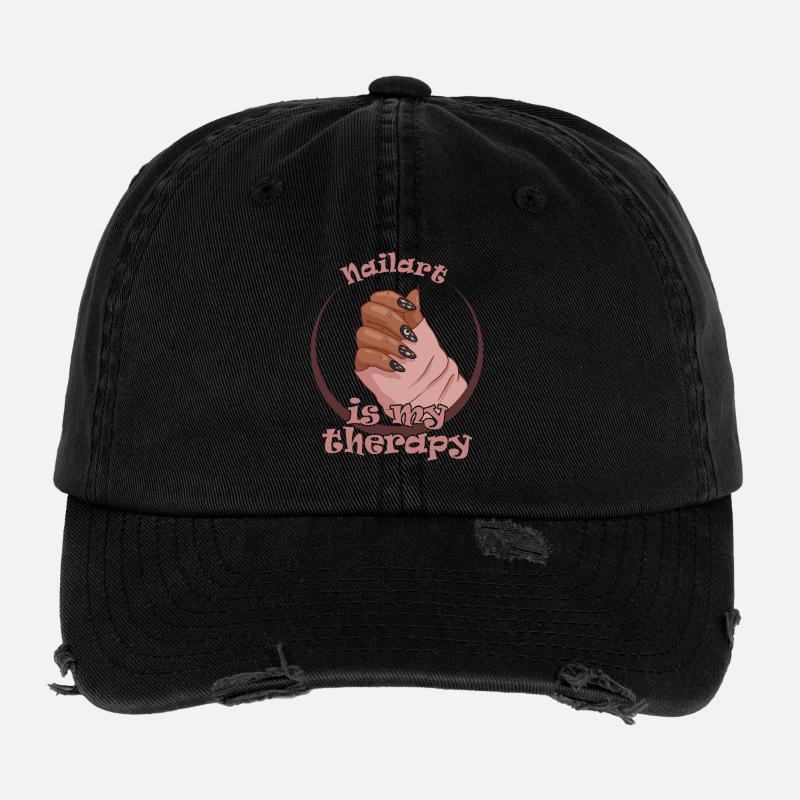 Nailart is my therapy nail technician Flexfit Vintage Destroyed Cap