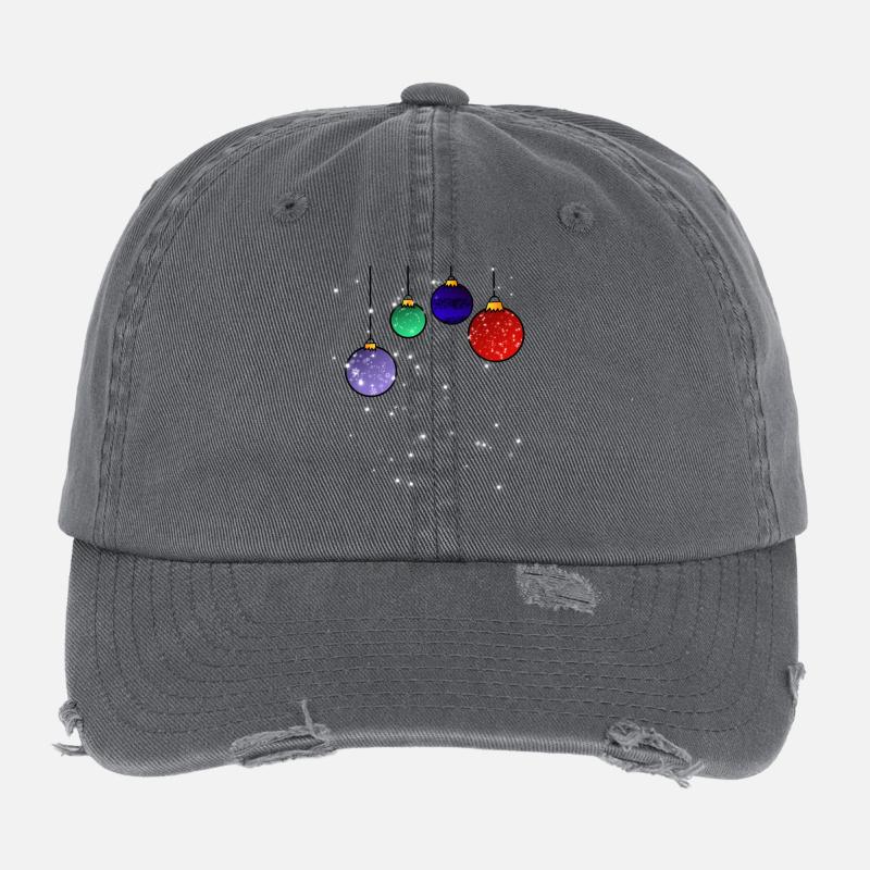 Boules d’arbre de Noël avec flocons de neige Casquette vintage effet usé Flexfit
