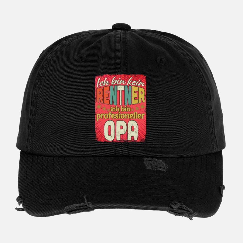Ich bin kein Rentner – Opa Profi - Flexfit Vintage Destroyed Cap - Schwarz