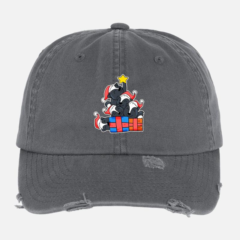 Mouffettes de sapin de Noël Casquette vintage effet usé Flexfit