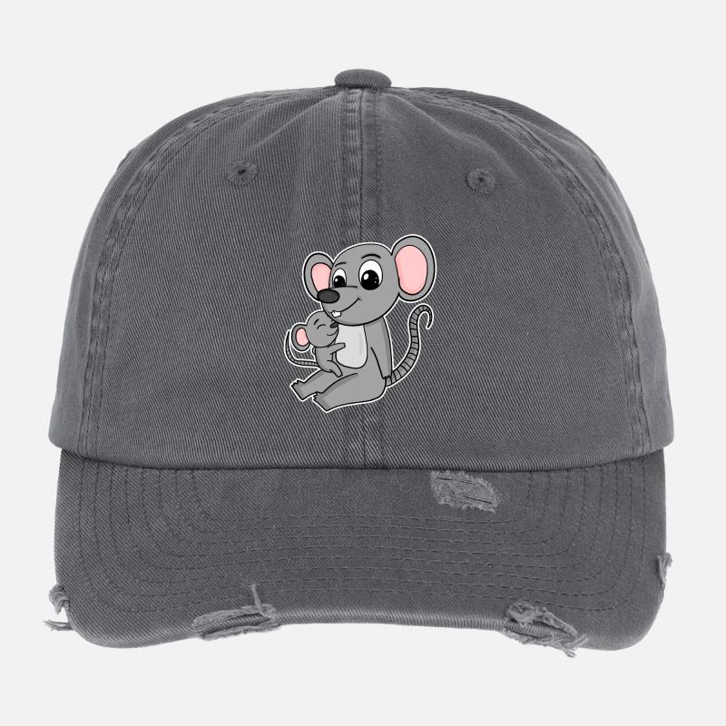 Family - Mouse with Baby Mouse Flexfit Vintage Destroyed Cap