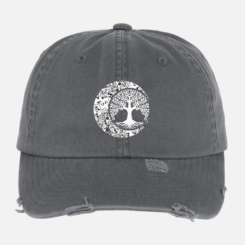 Arbre de Vie Phases de Lune Cresent Mandala Yoga Casquette vintage effet usé Flexfit