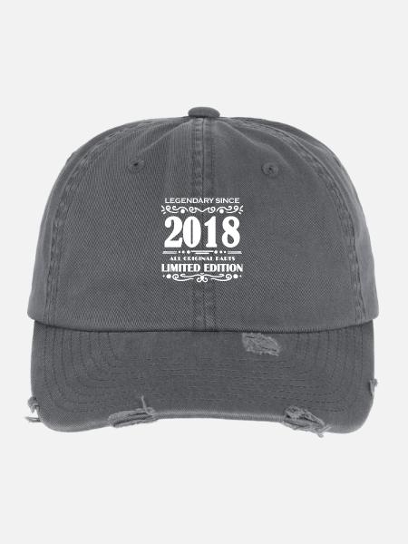 2018 - Year 2018 - Year of construction 2018 Spruch - Flexfit Vintage Destroyed Cap - dark grey - Front