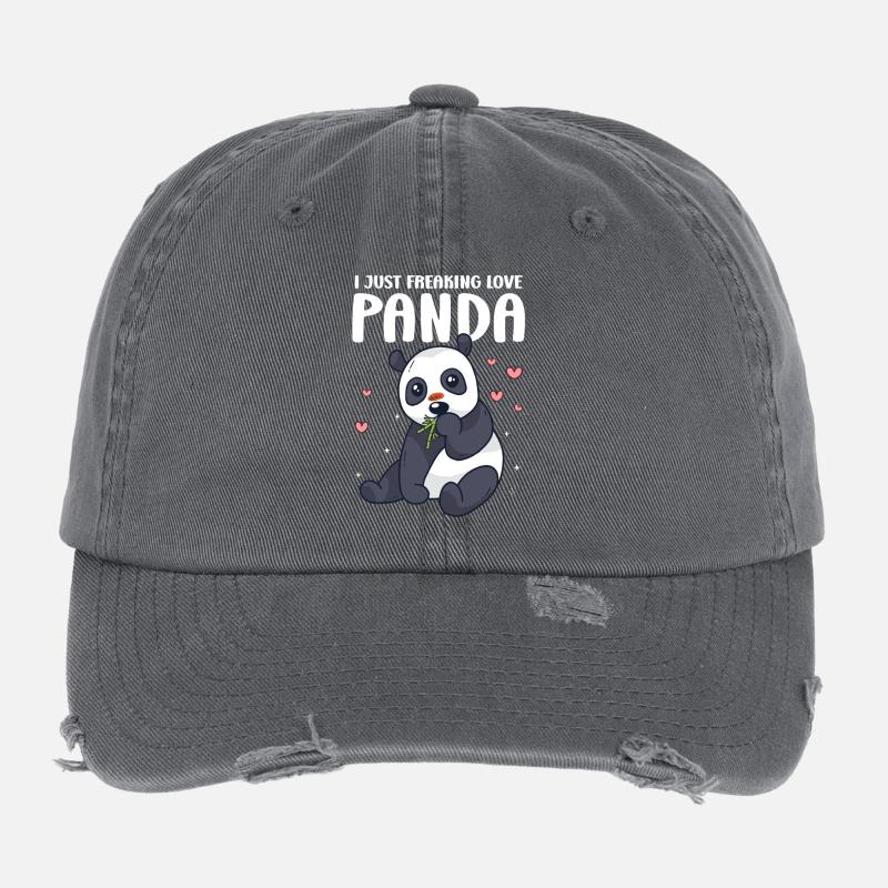 I Freaking Love Panda – Cute Panda Love Flexfit Vintage Destroyed Cap