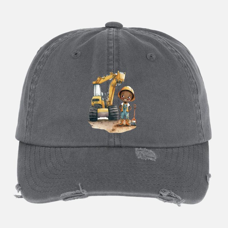 Petite ouvrière du bâtiment avec excavatrice Casquette vintage effet usé Flexfit