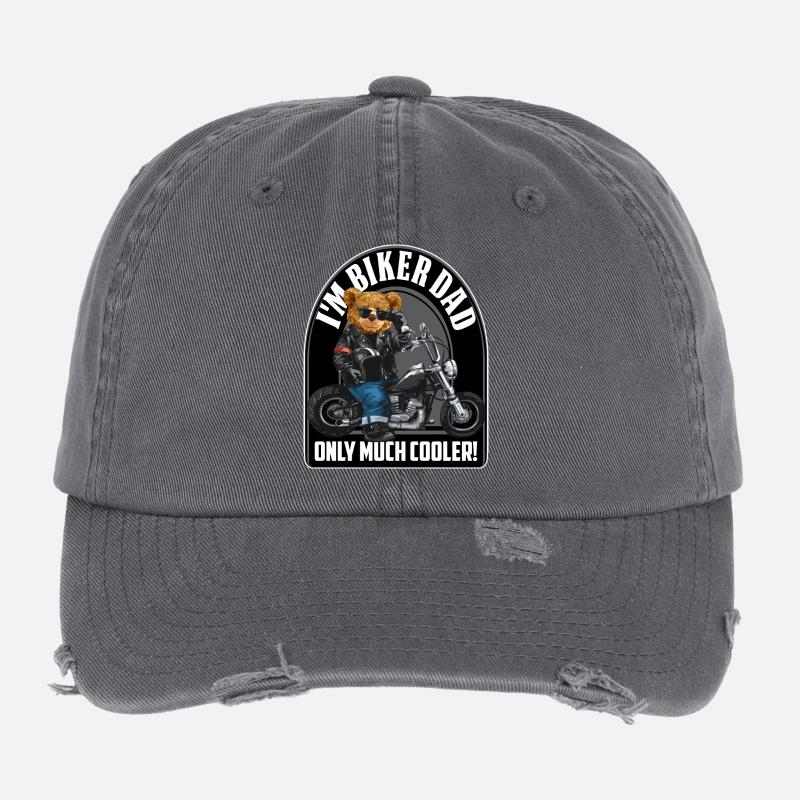 Ich Biker Dad Viel Cooler Vatertag Flexfit Vintage Destroyed Cap