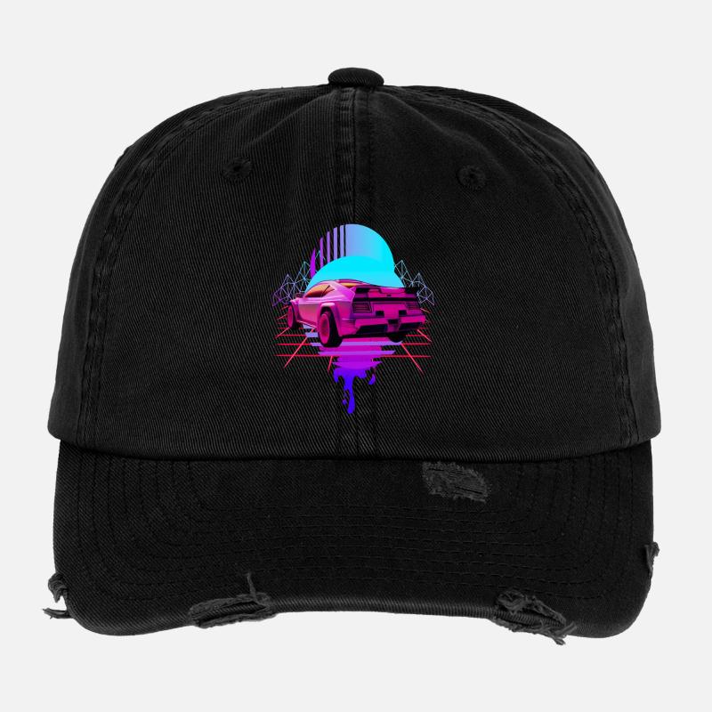 Rétro Wave Voiture de sport Vaporwave Casquette vintage effet usé Flexfit