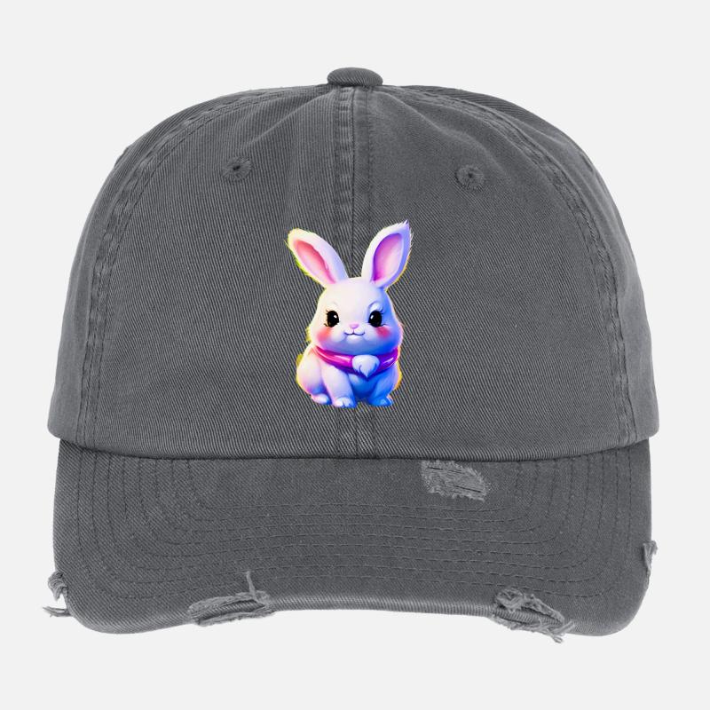 mignon lapin de Pâques - lapin mignon Casquette vintage effet usé Flexfit