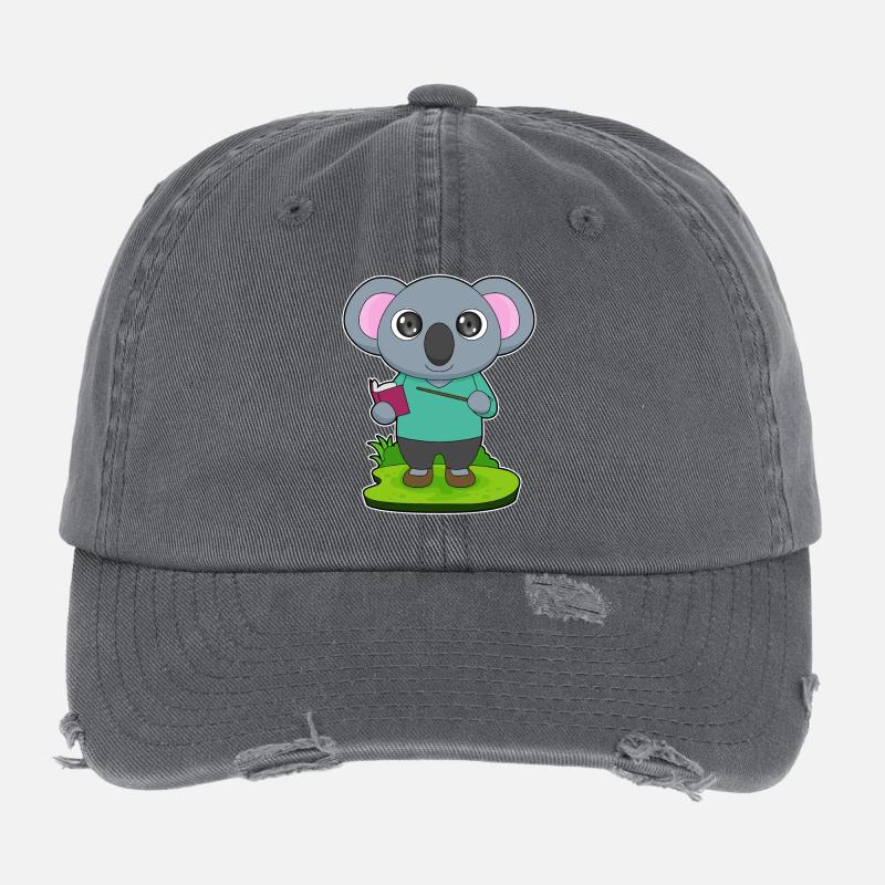 Koala Lehrer Zeigestab Schule Flexfit Vintage Destroyed Cap